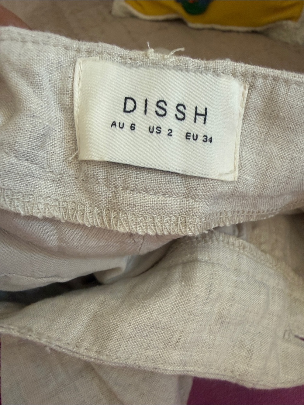 Dissh Norah Tan Natural Linen Pants Fully Lined Pockets Size 2 - Picture 13 of 14